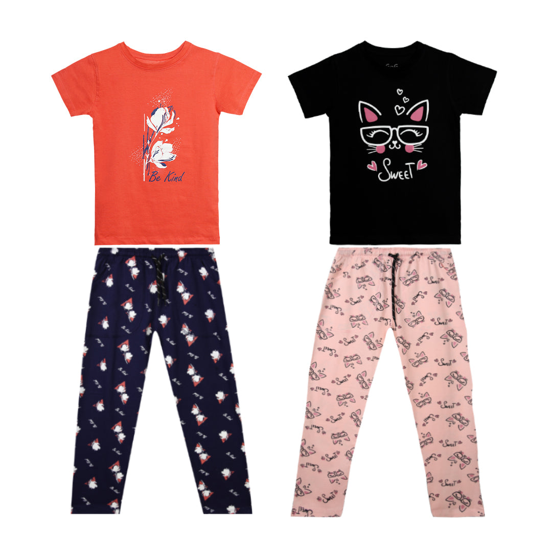 H&H Girls Pyjamas Combo - ORANGE & BLACK