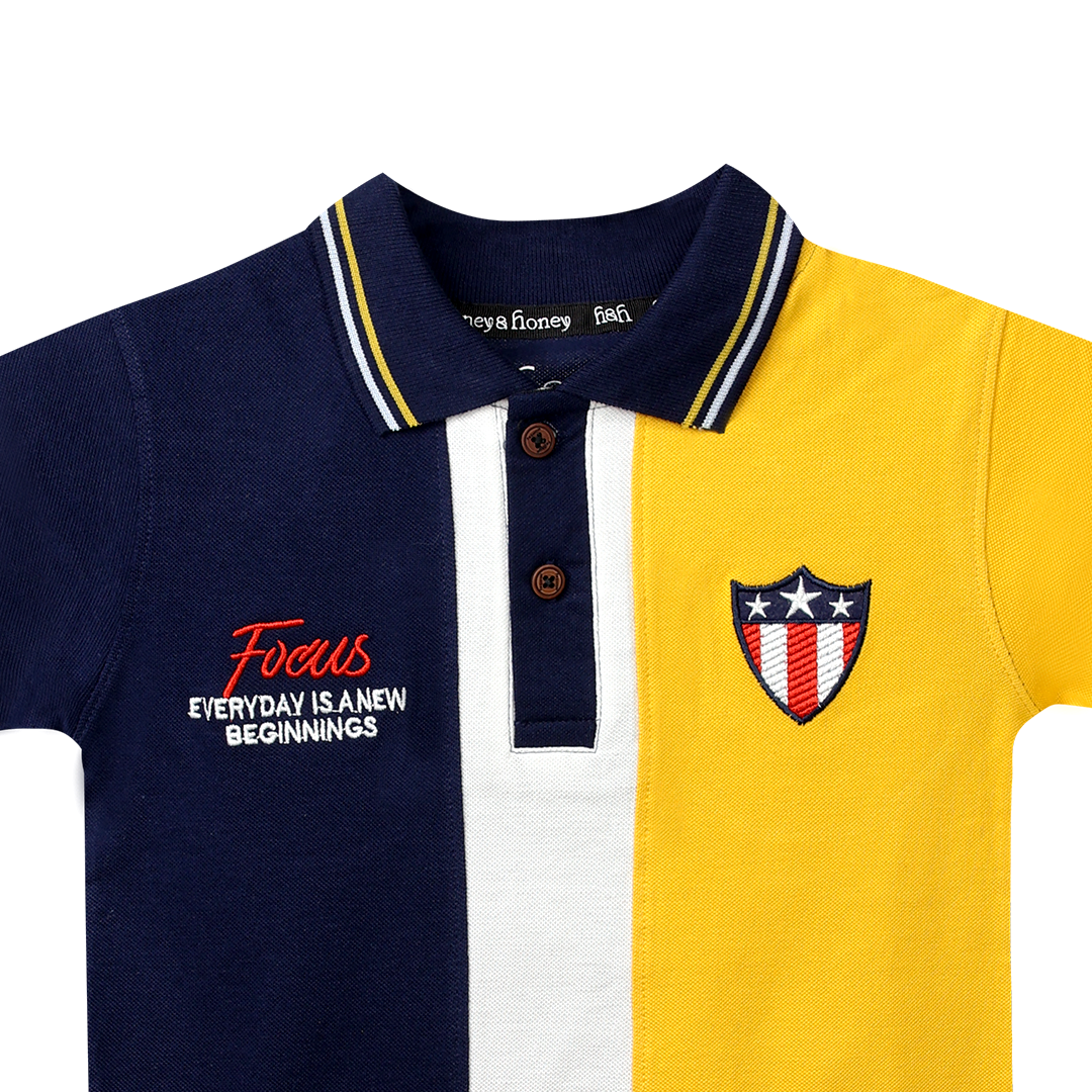 H&H Kids Polo T-shirt Navy Yellow (KHC010)
