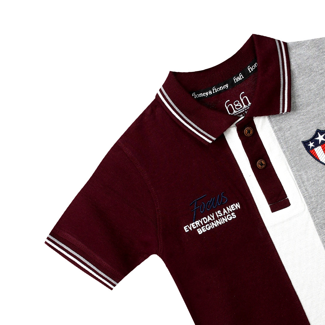 H&H Kids Polo T-shirt Maroon Grey (KHC010)