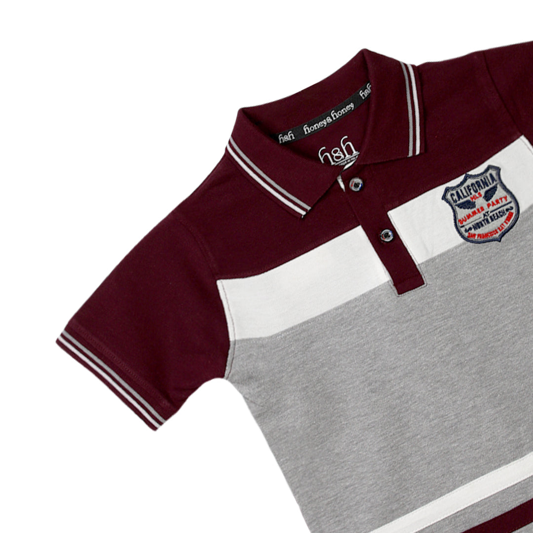 H&H Kids Polo T-shirt Maroon Grey (KHC011)