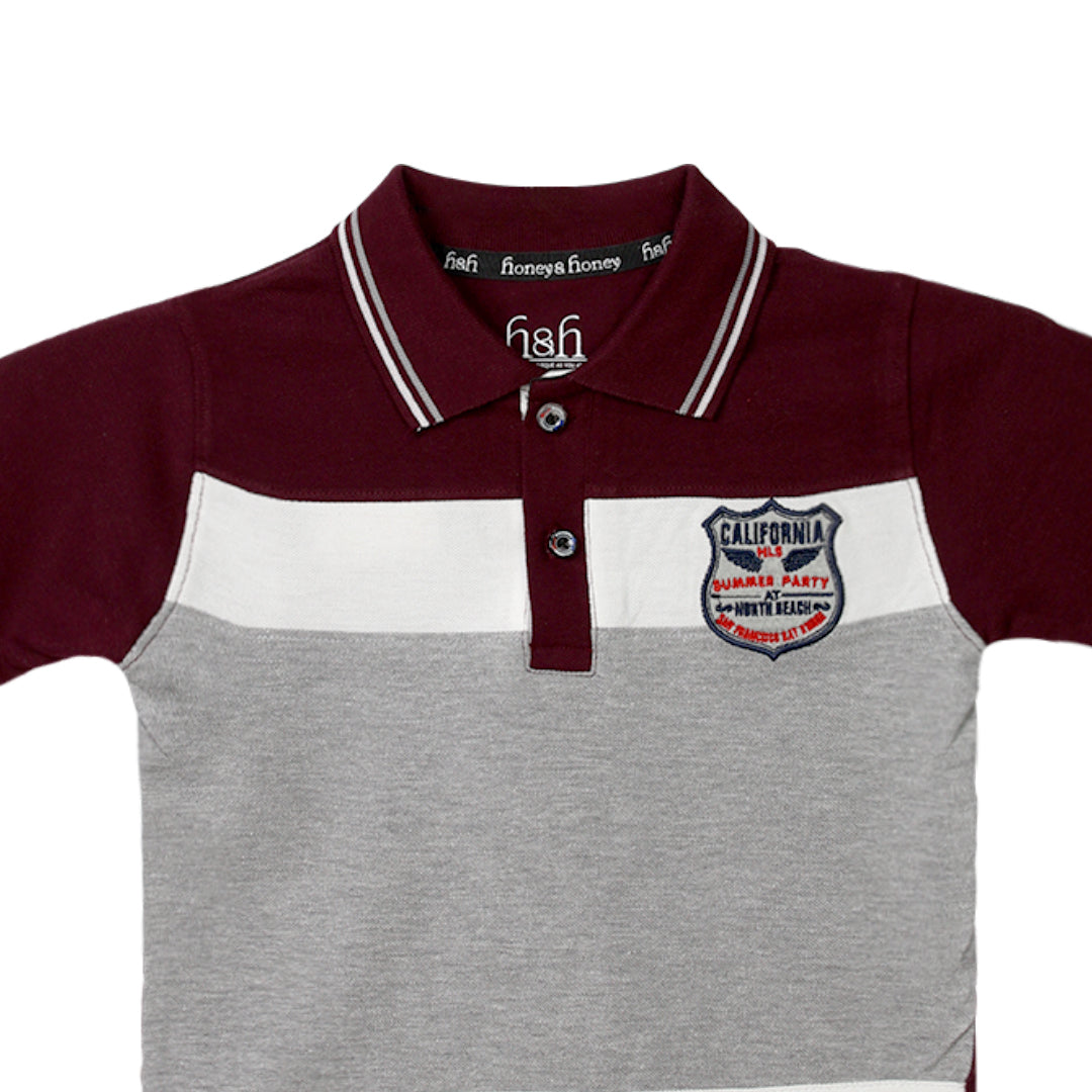 H&H Kids Polo T-shirt Maroon Grey (KHC011)