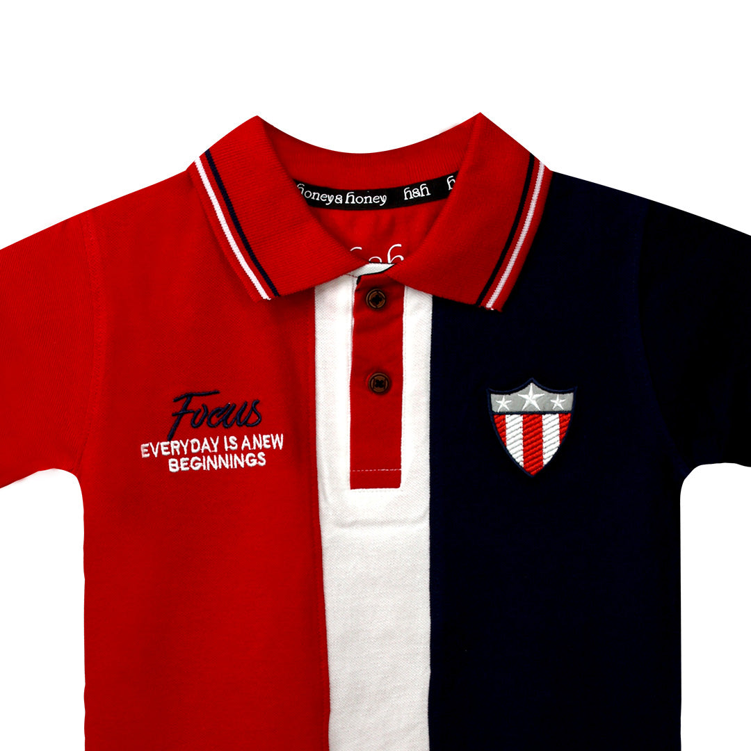 H&H Kids Polo T-shirt Red Navy (KHC010)