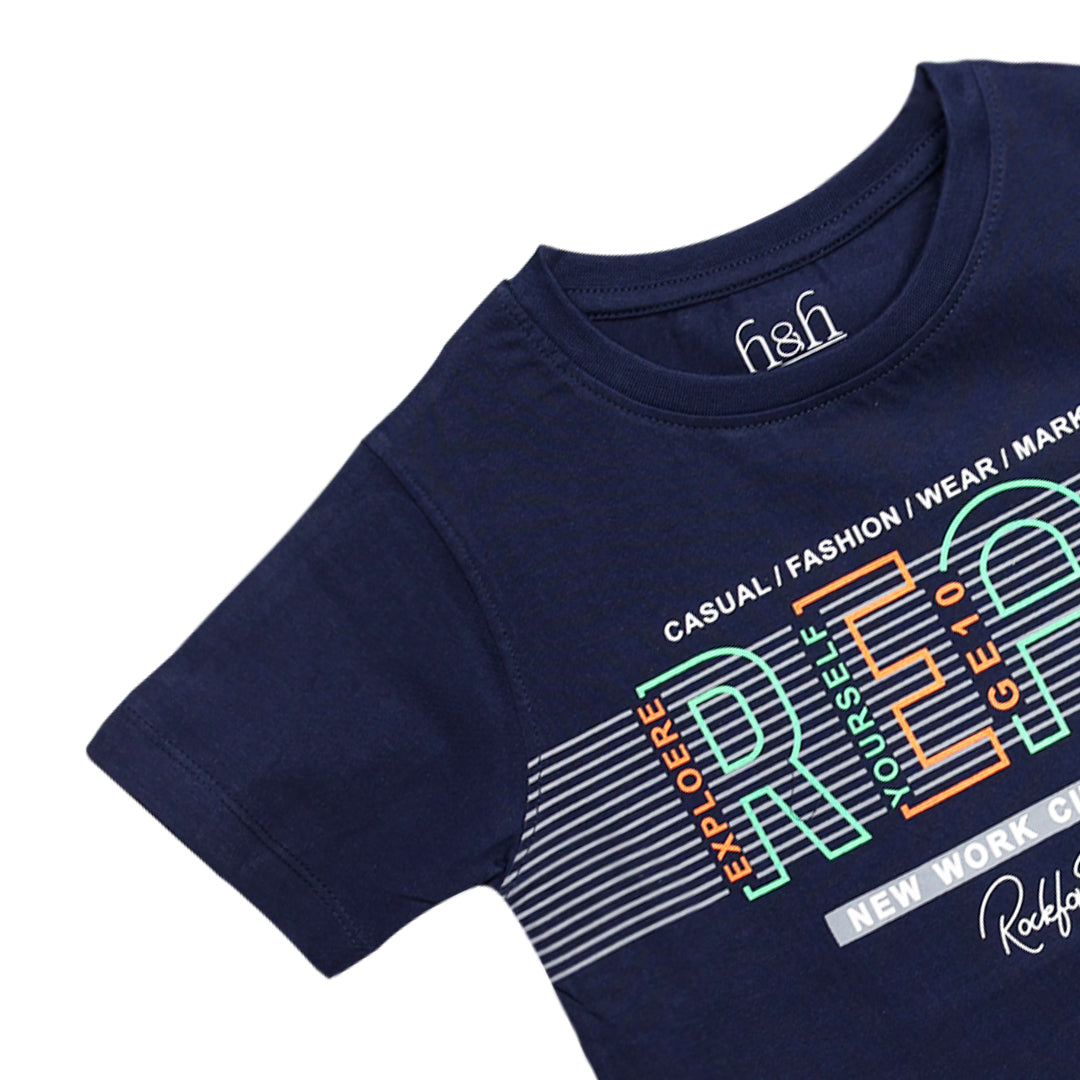 H&H Round Neck T-Shirt Half sleeve Navy (KHC009)