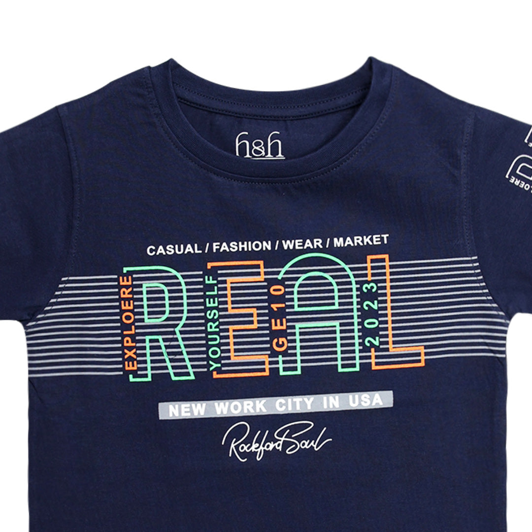 H&H Round Neck T-Shirt Half sleeve Navy (KHC009)